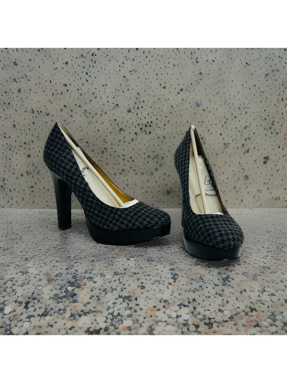 Nine West Pumps Sz 9 Gray/Purple Houndstooth & Patent Leather 5” Heels